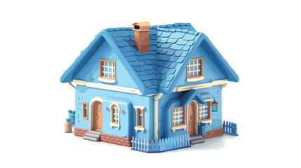 Illustration of a cute blue colored 3d house model