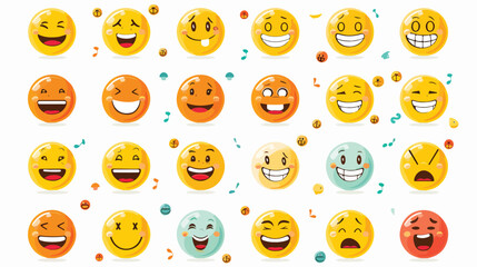 Emoticons and smile flat vector isolated on white background