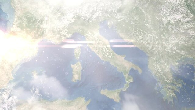 Zoom in from space and focus on Ladispoli, Italy. 3D Animation. Background for travel intro. Elements of this image furnished by NASA