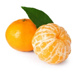 Foto op Plexiglas Fresh ripe juicy tangerines isolated on white © New Africa