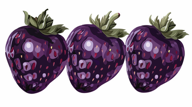 Exotic dark purple strawberry isolated on white background