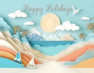 Gordijnen Happy Holiday and Vacation Card © Frederik