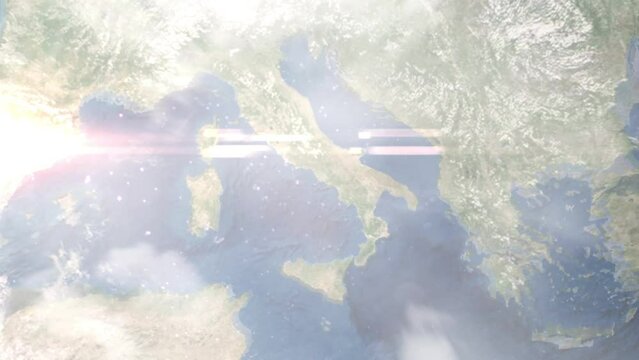 Zoom in from space and focus on Quarto, Italy. 3D Animation. Background for travel intro. Elements of this image furnished by NASA