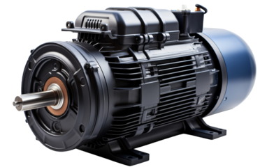 An electric motor humming quietly on a white backdrop