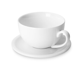 Ceramic cup and saucer isolated on white