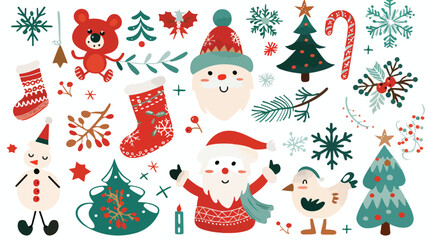 Festive christmas clipart elements collection. Cute ch