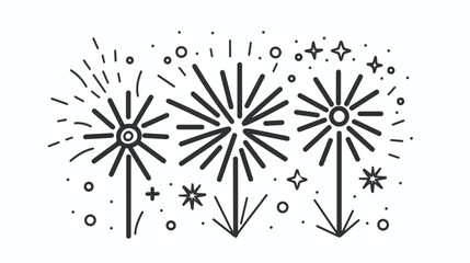 Fireworks line icon. Vector logo for event service. Li - obrazy, fototapety, plakaty