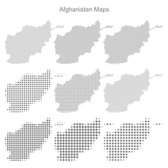 Afghanistan Set of Dotted Map Vector Illustrator 