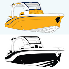 Luxury boat one color and vector Illustration.