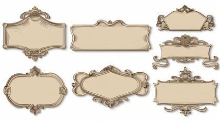 A set of colorful designs in European classic style on an isolated white background. Illustration