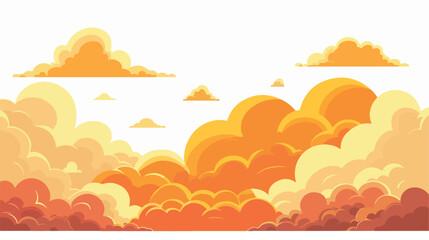 Fototapeta na wymiar Orange clouds and sky at sunset flat vector isolated