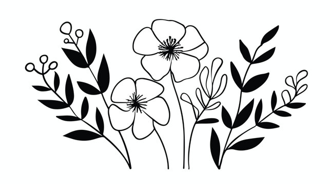 Outline illustration vector image of a flower