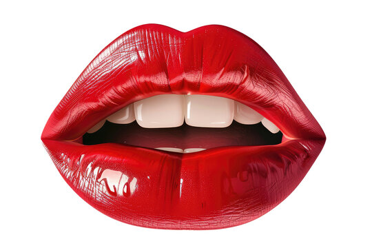 recommend clip art: Female lips with red color lipstick isolated on transparent background, clipart, cutout, png.