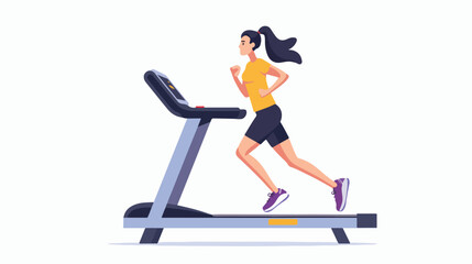 Person running on treadmill. Young woman 