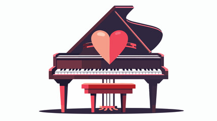 Piano symbol with heart shaped cover. Musical instrument