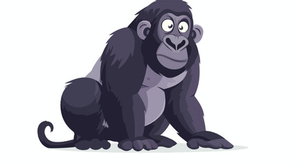 Gorilla on white background flat vector