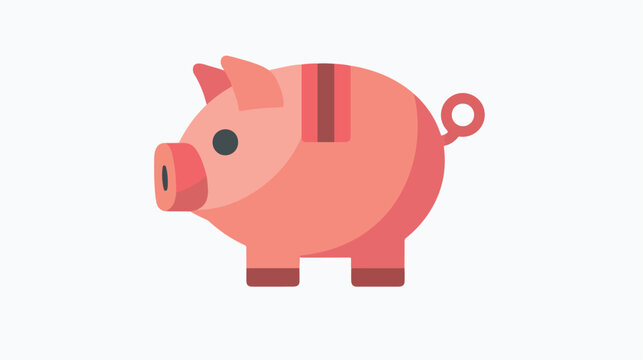 Piggy bank icon flat vector isolated on white background