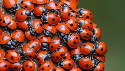 Ladybugs-Clustered-On-A-Mushroom-Cap-