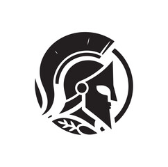 Greek warrior Spartan helmet vector illustration - obrazy, fototapety, plakaty