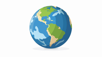 Planet Earth icon. Globe flat design style on white 