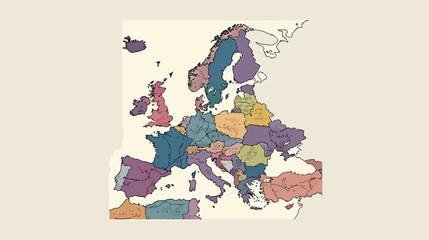 Political map Europe on a white background. flat vector