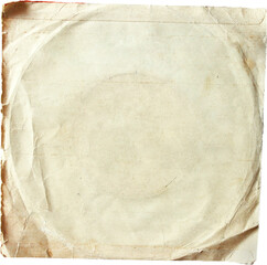 Old paper packaging for a vinyl record with stains, spills and scratches