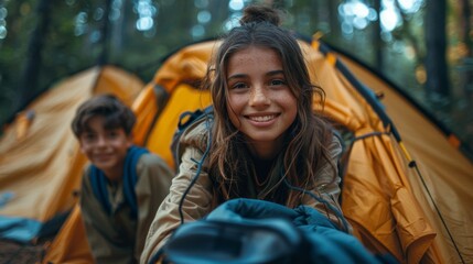Teenagers connect deeply with nature, camping amidst towering trees, learning outdoor skills, and forging friendships in the heart of untamed landscapes.
