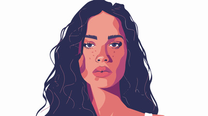 Portrait of young wiman with vitiligo flat vector isolated