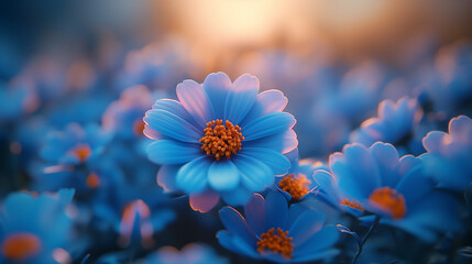 Flowers in blue.