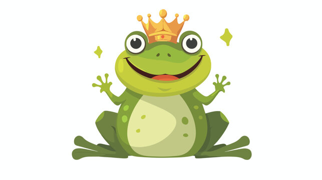 King frog on white background flat vecto