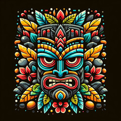 funny cartonized tiki mask texture pattern
