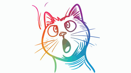 Rainbow gradient line drawing of a cartoon surprised