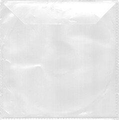 Transparent CD sleeve with glare, creases and abrasions