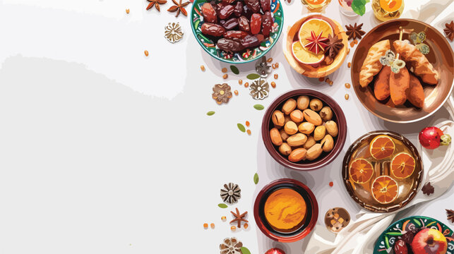 Ramadan kareem holiday concept with dried dates fruit