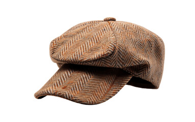 A stylish brown hat with an intricate pattern woven into its fabric