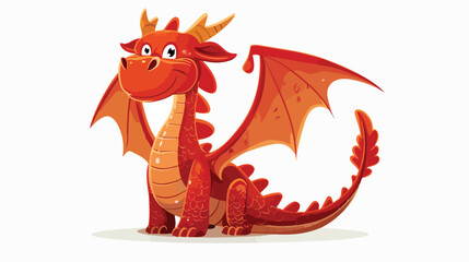 Red dragon on white background flat 