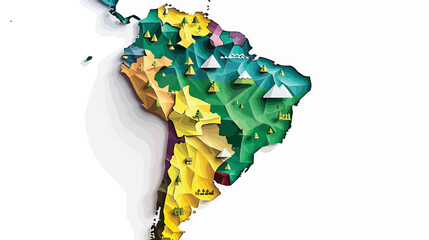 Render map of south america countries flat vector  - obrazy, fototapety, plakaty