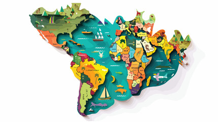 Render map of south america countries flat vector 