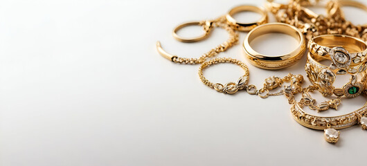 Gold wedding rings isolated on white background Glossy and textured yellow gold bands generative by ai..