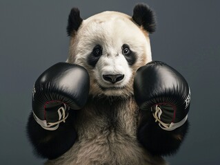 Panda geared up in boxing gloves