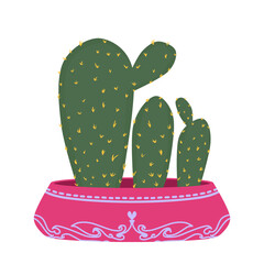 Doodle cactus plant set decorative houseplants illustration that can be used for interior decoration, social media, sticker, wallpaper, card, green house, e.t.c. with green pink colors
