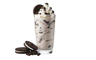 Indulge in a rich, creamy oreo milkshake served with a side of crunchy cookies for a delightful treat