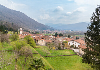 Fototapeta na wymiar Landscape of Casalzuigno village in Valcuvia, province of Varese, Lombardy, Italy