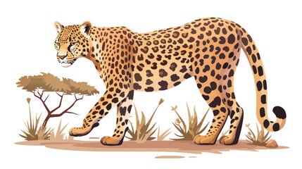 Leopard in the savannah flat vector isolated 