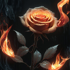 Rose on fire