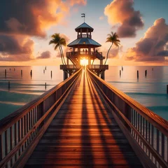 Fotobehang sunset over the pier © saidbhuyan