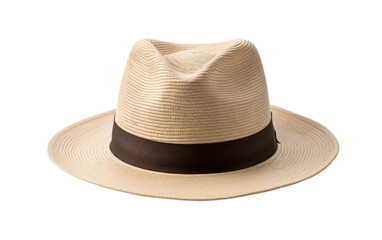 Fototapeta na wymiar A white hat with a distinctive brown band, embodying timeless style and sophistication