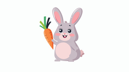Little bunny holding a carrot flat vector isolated
