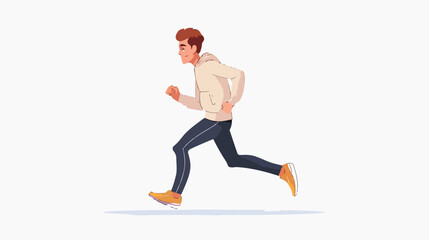 Fototapeta na wymiar Man jogging on white background flat vector isolated