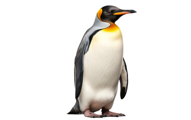 Fototapeta premium A penguin exudes grace and poise in front of a pristine white backdrop